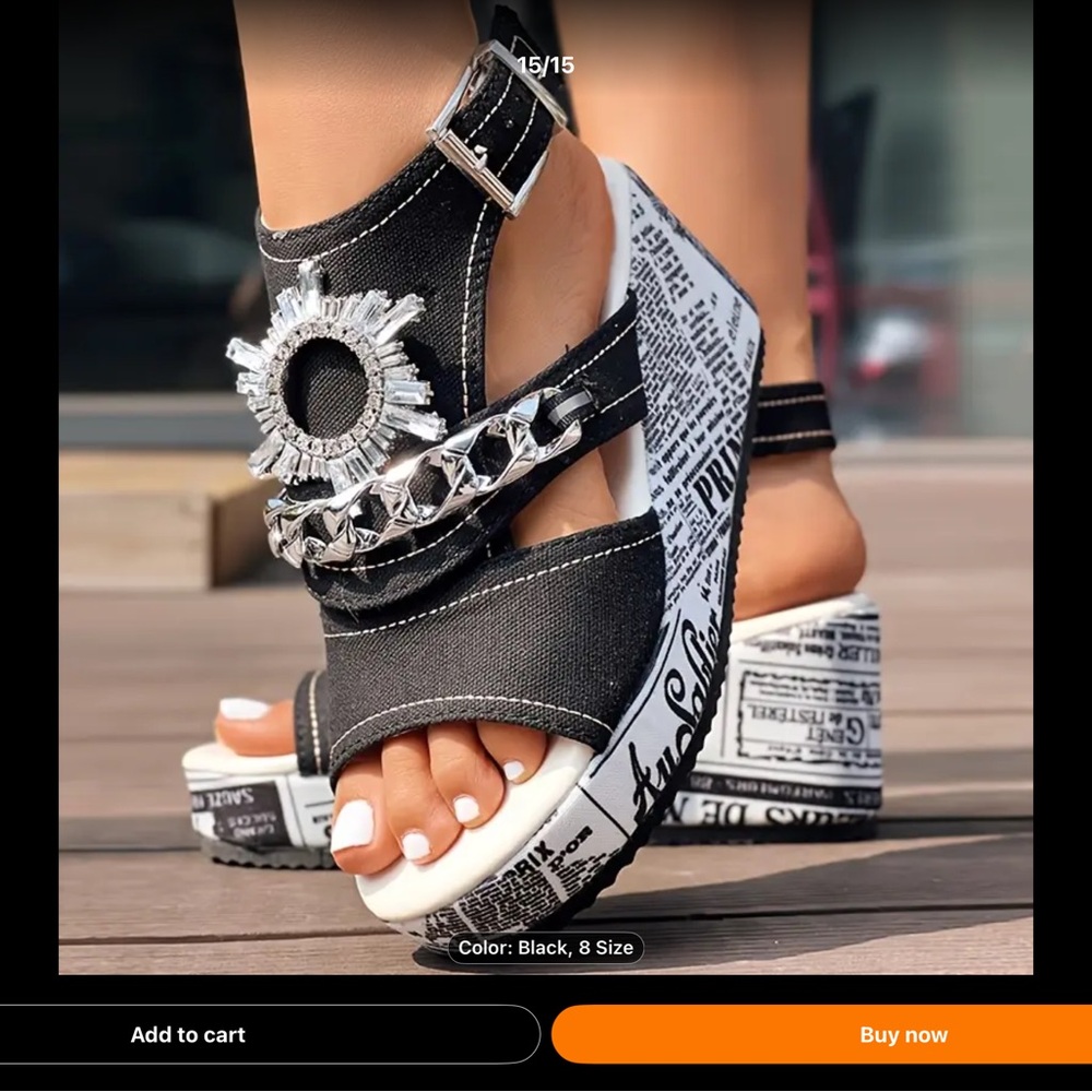 Stylish Black Wedge Sandals